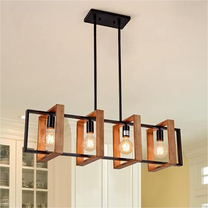 Lustra Vintage LV560/4BK, 4XE27, Rustic Barn, Lemn si Metal, 85cm, Negru