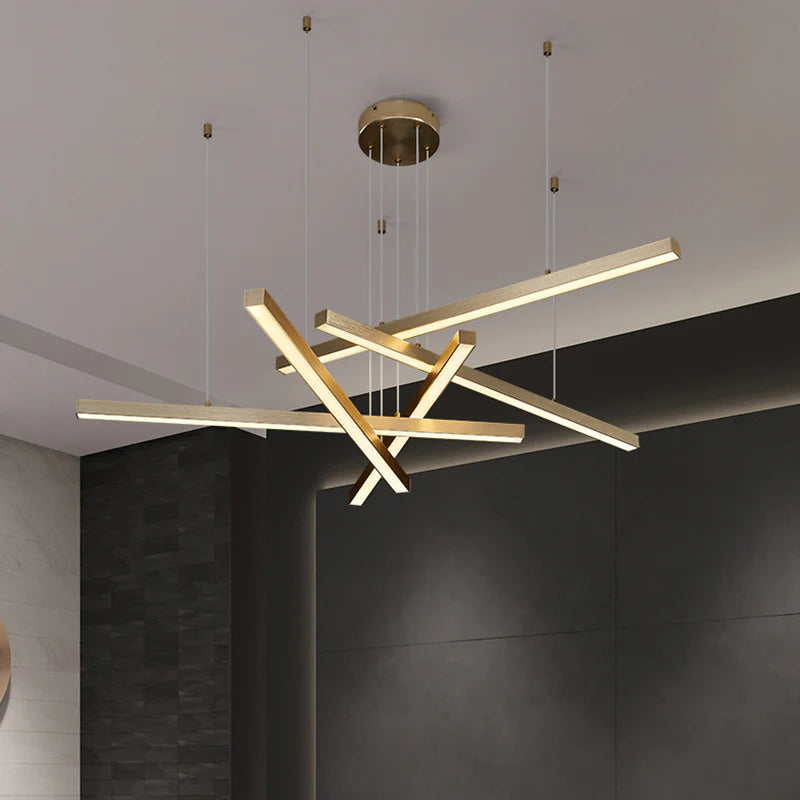 Lustra LED suspendata cu telecomanda GINEVRA 31W, 5 Elemente, lumina Rece/Calda/Neutra, Auriu