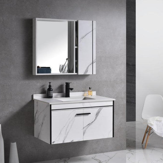 Set Mobilier pentru Baie 80x48cm 3 Piese Negru Alb