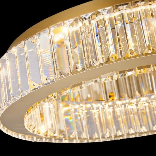 Lustra LED cu telecomanda si cristal VERTUS 18W, 30cm, Cerc, lumina Rece/Calda/Neutra, Dimabila, Crom