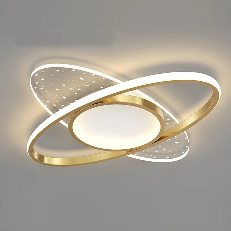 Lustra LED cu telecomanda VARIO 61W, Oval , lumina Rece/Calda/Neutra, Dimabila, Auriu