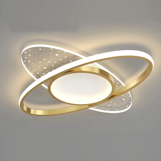 Lustra LED cu telecomanda VARIO 61W, Oval , lumina Rece/Calda/Neutra, Dimabila, Auriu