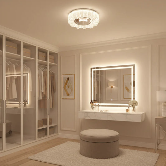 Lustra LED STARR Petito, 21W, Diametru 19cm, Lumina Calda/Neutra/Rece, Alb, Metal si Cristal