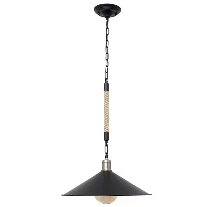 Lustra Franghie LV570/1BK, 1xE27, Diametru 26.5 cm, Inaltime 11 cm, IP20, Maro, Negru, Metal si Sfoara