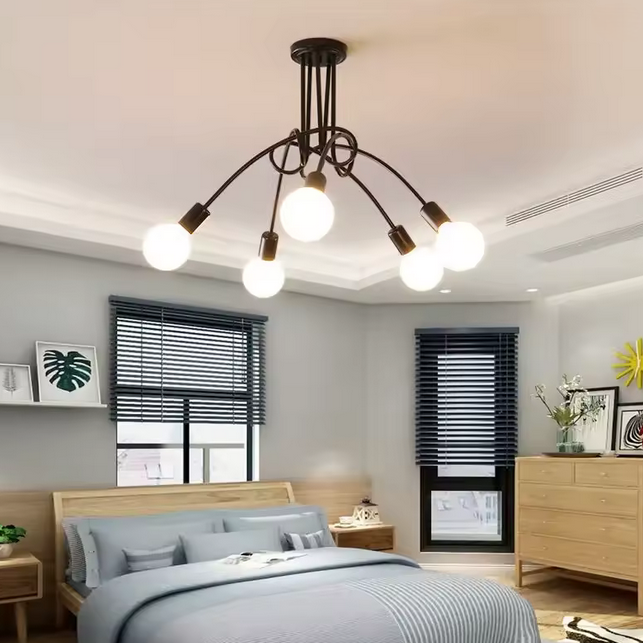 Lustra Modernist Penta 5, 5x E27, Negru, Design Modern – lustră LED, culoare neagră, design modern – RegalStore, ilumina