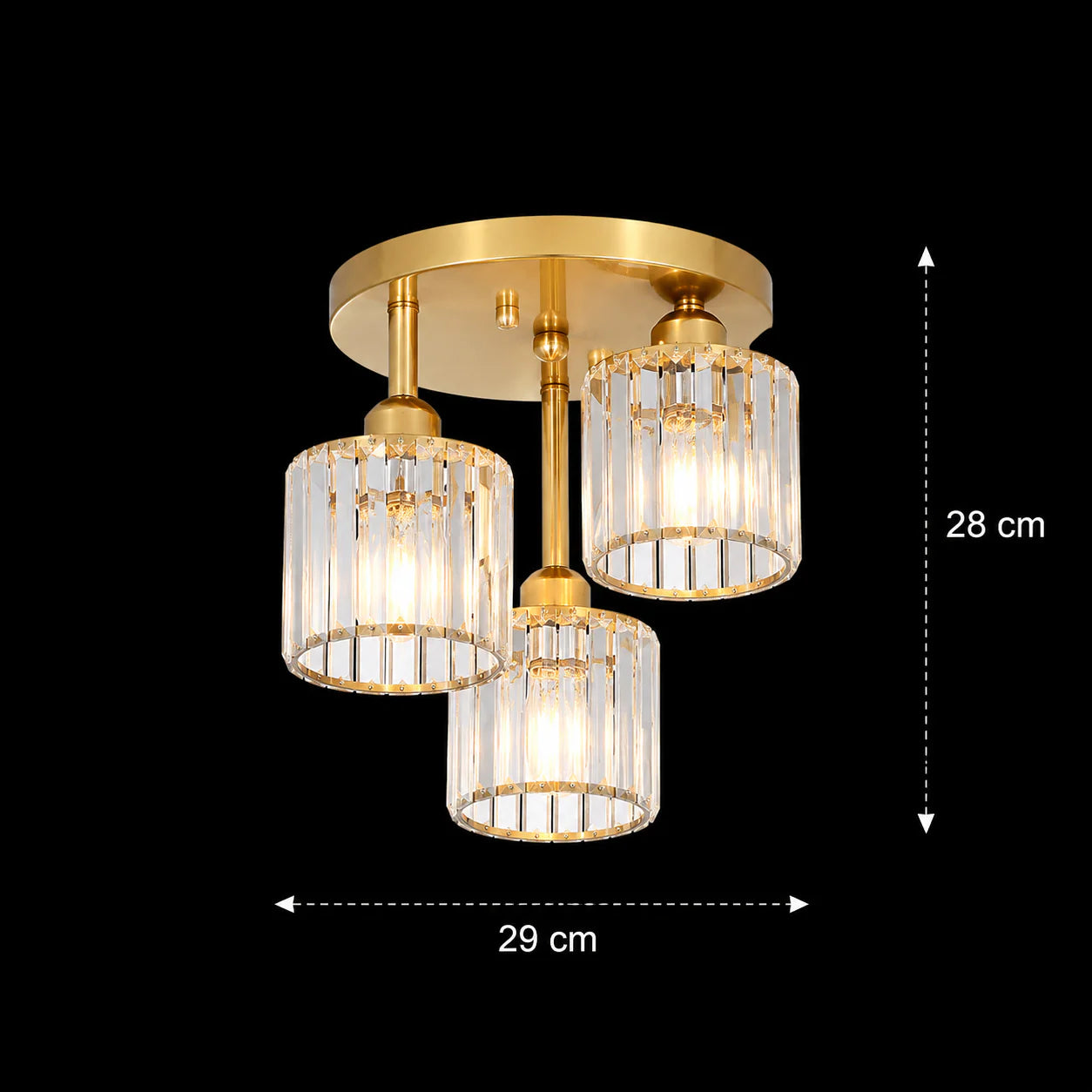 Lustra Clasica SUKAS, 3xE27, Metal si Cristal, Auriu