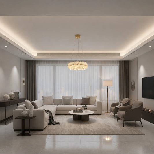 Lustra Cristal MAYON Magno, 60x60cm, 3000K/4000K/6000K, 160W, Metal si Acrilic, Auriu
