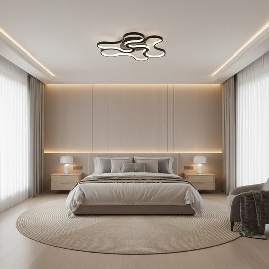 Lustra LED cu telecomanda ORMS Eleganza, 3000K/4000K/6000K, 126W, Metal si Plastic, Negru