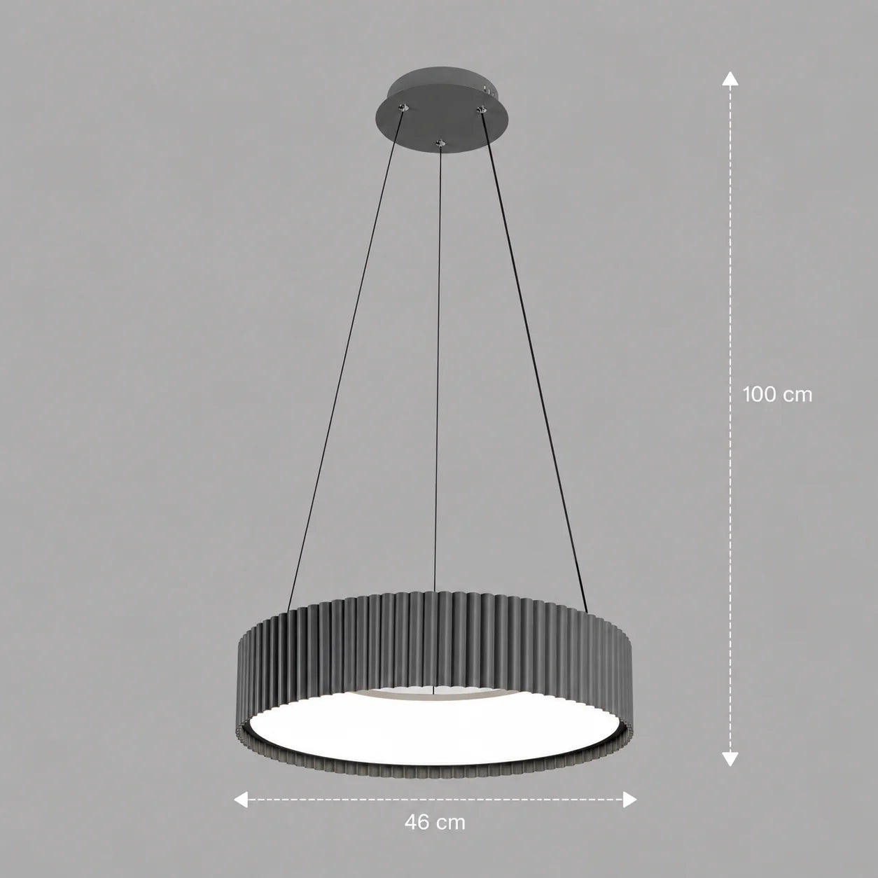 Lustra LED cu telecomanda SCHECTE, 3000K/4000K/6000K, 70W, Metal si Plastic, Gri