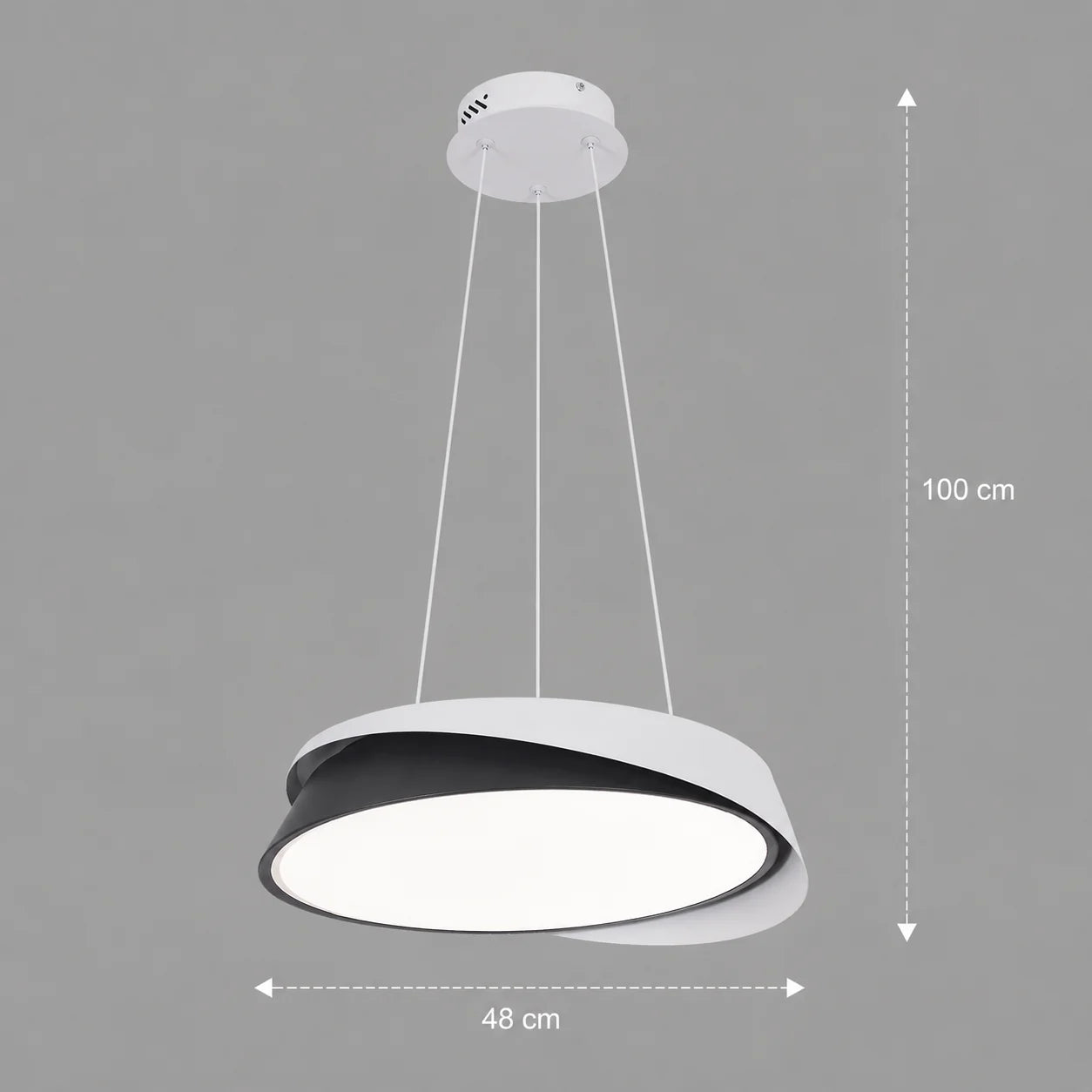 Lustra LED cu telecomanda SCHECTE, 3000K/4000K/6000K, 96W, Metal si Plastic, Alba+Neagra