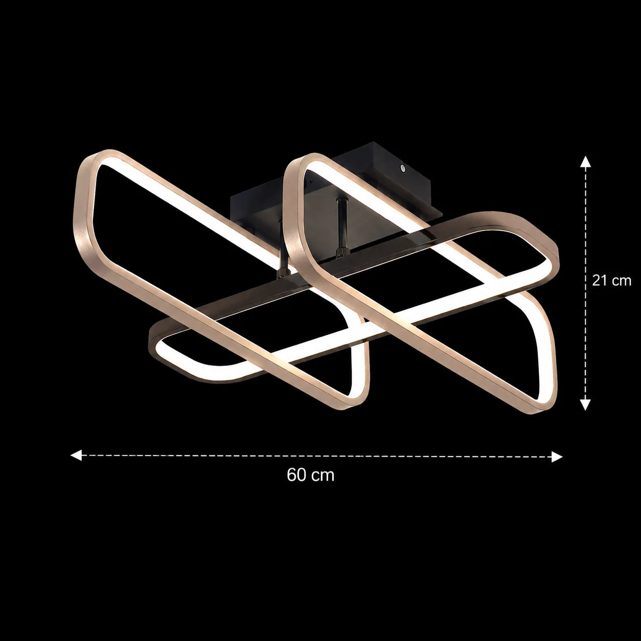 Lustra LED cu telecomanda TRANBERG, 3 surse(1negre+2auriu), 3000K/4000K/6000K, 144W, Metal si Plastic, Negru