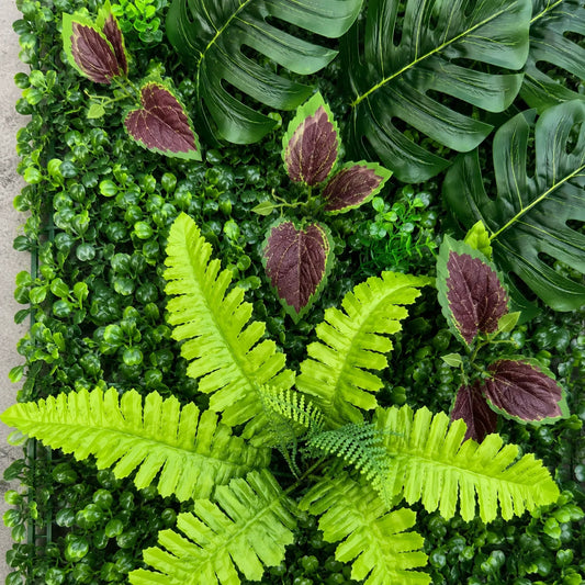 Planta Artificiala Panou de Gard Viu Mix Monstera, 40 x 60 cm, Verde