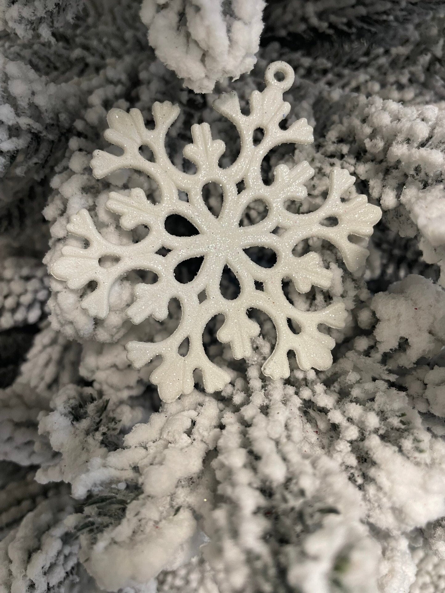 Decoratiune brad fulg de zapada, set 8 bucati, 8cm, alb