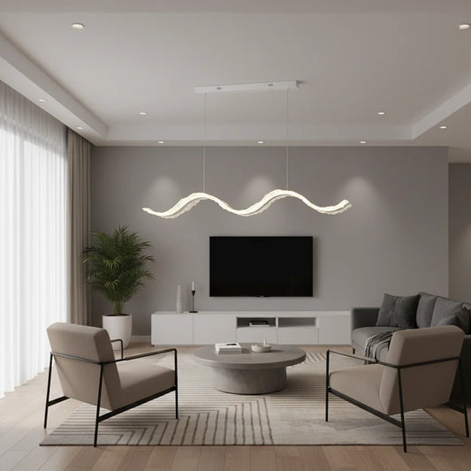 Lustra LED cu Telecomanda, Suspendata AMI 63W, Liniara, Lumina Rece/Calda/Neutra, Alb, Inaltime Reglabila