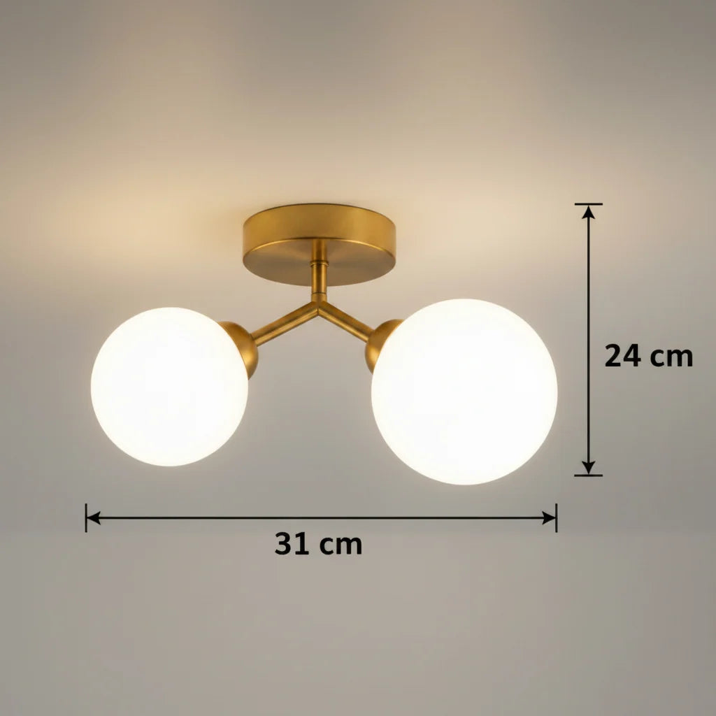 Lustra LED si cristal ORBS, 31cm, 2xG9, Globuri, Auriu
