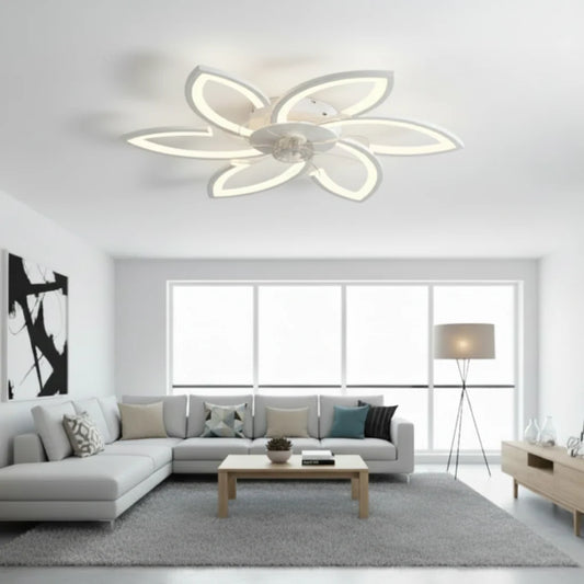 Lustra LED Ventilator ANEMO cu Telecomanda, 36W, D76.5cm, Lumina Rece/Neutra/Calda, Metal si Plastic, Alb