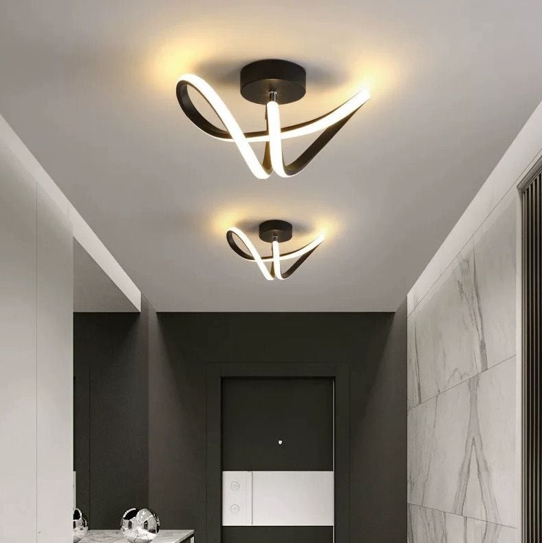 Lustra LED VERTEX Pulse, 24W, Ondulata, Lumina Rece/Calda/Neutra, Negru – RegalStore