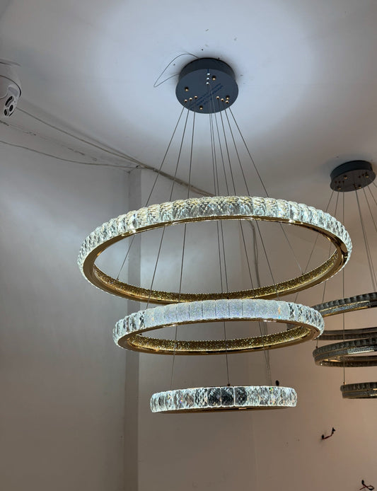 Candelabru Cristal, Kensington Magno, 75W, Auriu, 3 elemente, Inaltime reglabila, Lumina Calda/Rece/Neutra – RegalStore