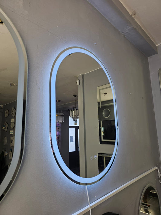 Oglinda LED Ovala, 60x80cm, Velara Touch, Sistem Dezaburire, Dimabila