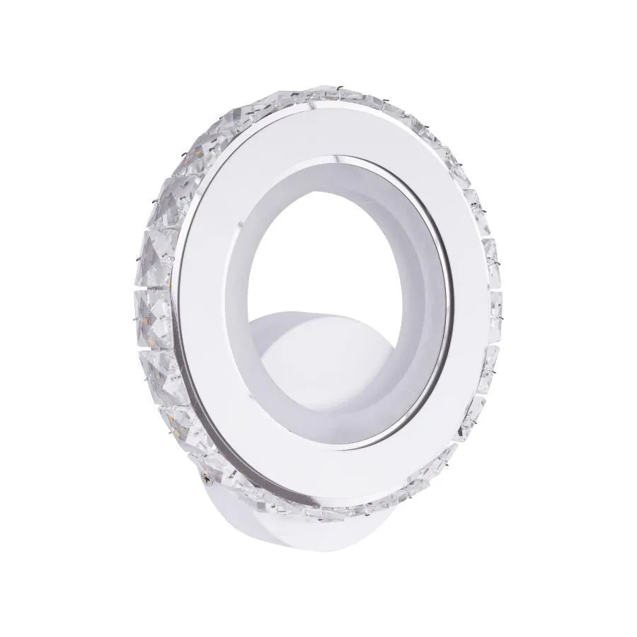 Aplica LED Borandis 20W, Alb cu Crom, Acril si Cristal , Lumina Rece/Calda/Neutra – aplică LED, culoare argintie, culoar