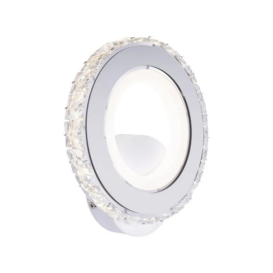 Aplica LED Borandis 20W, Alb cu Crom, Acril si Cristal , Lumina Rece/Calda/Neutra – aplică LED, culoare argintie, culoar