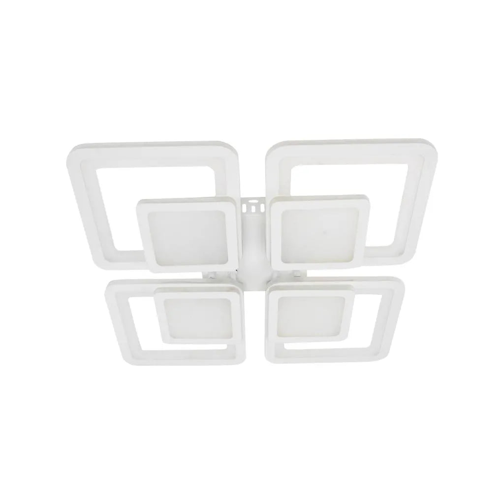 Lustra LED cu Telecomanda SUSAN, 77W, 4 Patrate, lumina Rece/Calda/Neutra, Dimabila, Alb
