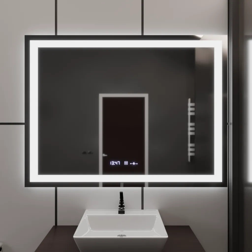 Oglinda LED Rectangulara 120x80cm Verite MotionGlow Marcello, Sistem Dezaburire, Termometru si Ceas, Dimabila