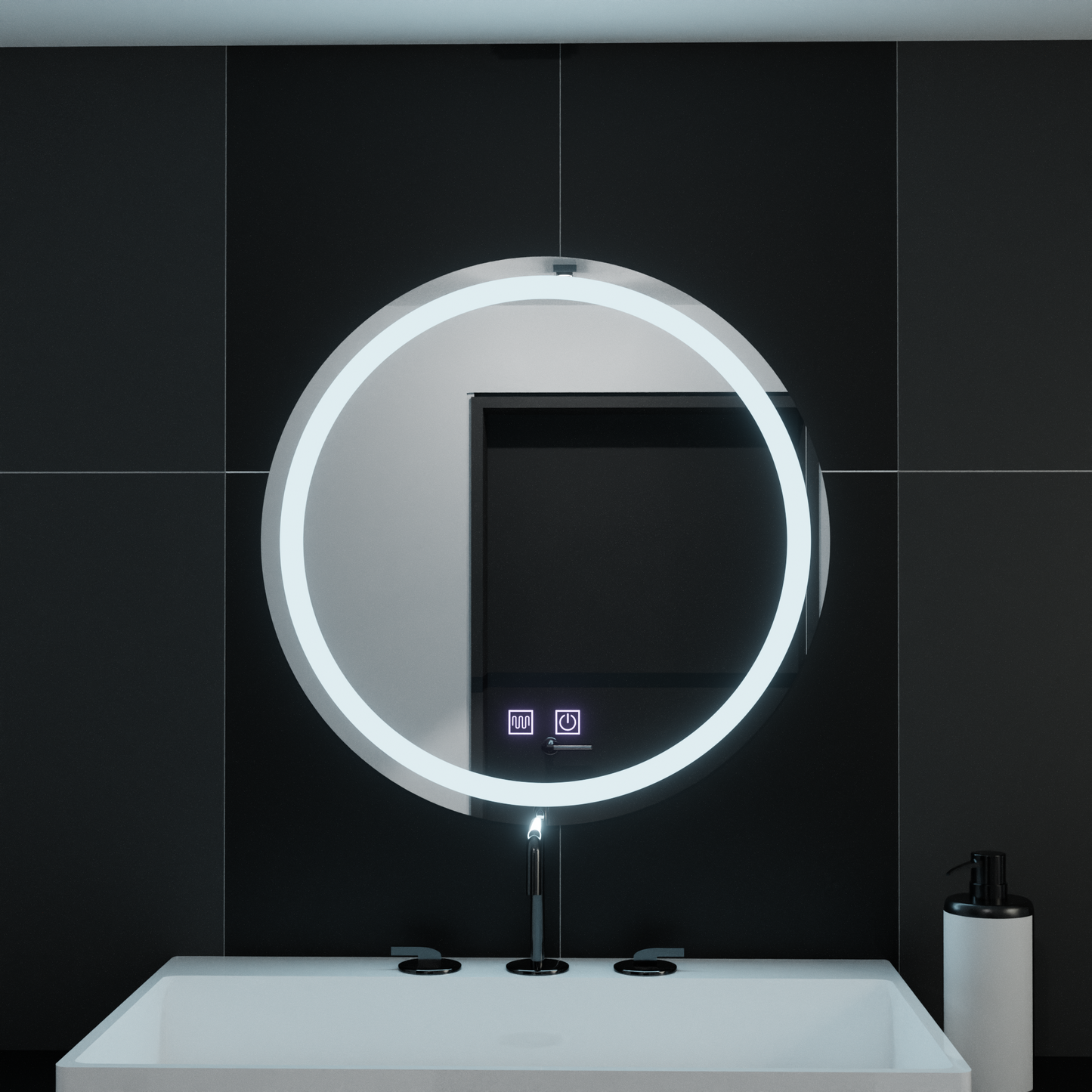 Oglinda LED Rotunda 70cm Lucea Touch Sistem Dezaburire
