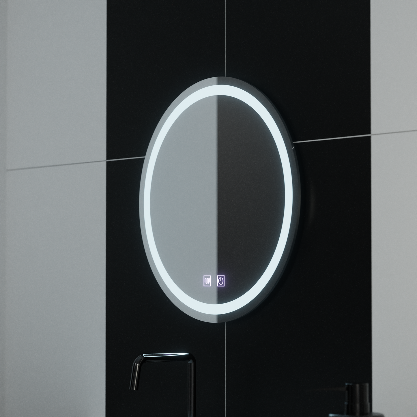 Oglinda LED Rotunda 50cm Lucea Touch Sistem Dezaburire