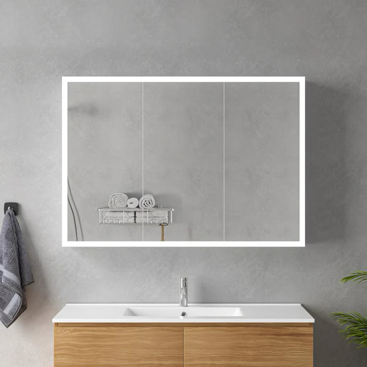 Oglinda LED cu Dulap MODA 100x70 cm Alb – Iluminare Perimetrala si Senzor Touch