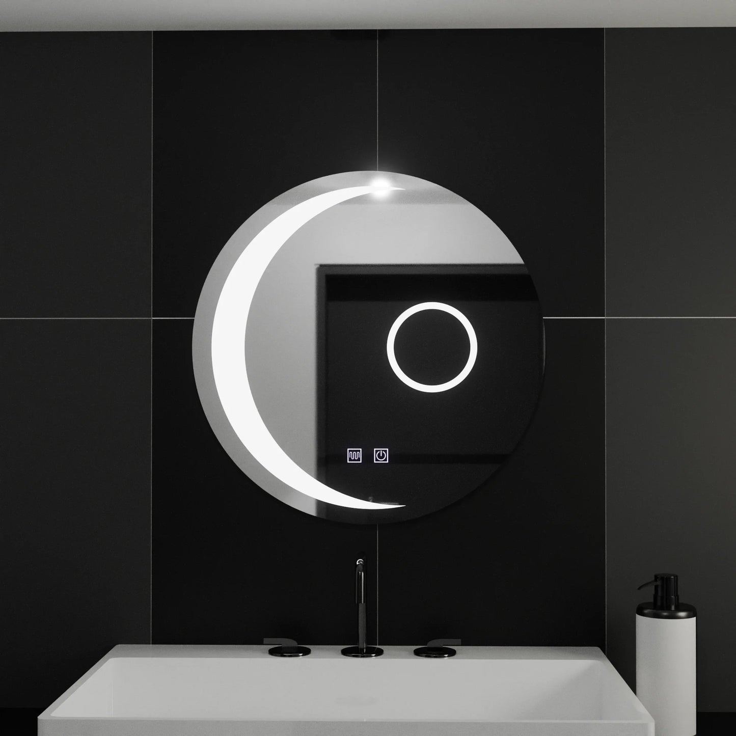 Oglinda LED Rotunda, 70cm, Orbis Touch, Sistem Dezaburire, Dimabila