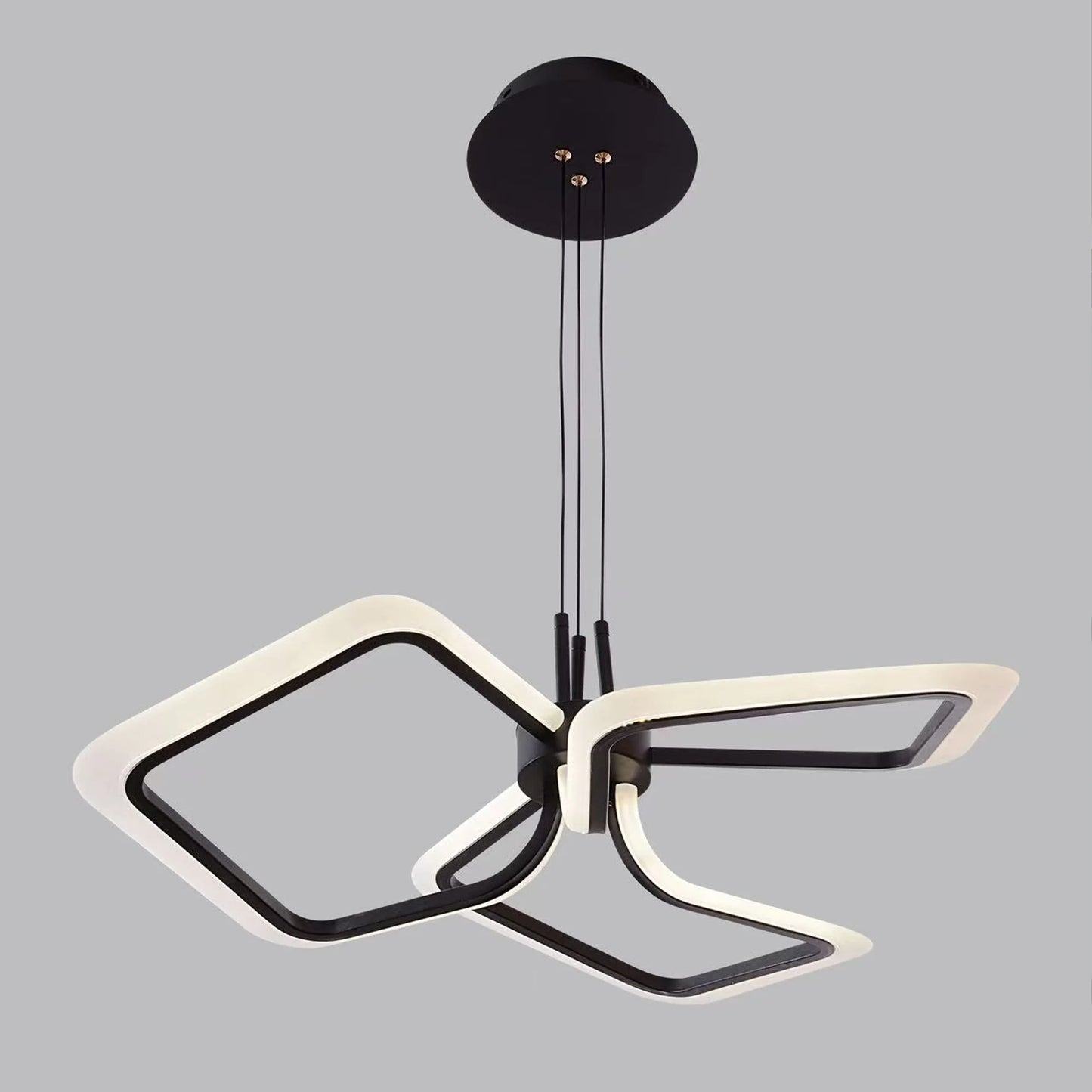 Lustra LED suspendata cu Telecomanda RIMINI 51W, 3 Patrate, lumina Rece/Calda/Neutra, Dimabila, Negru