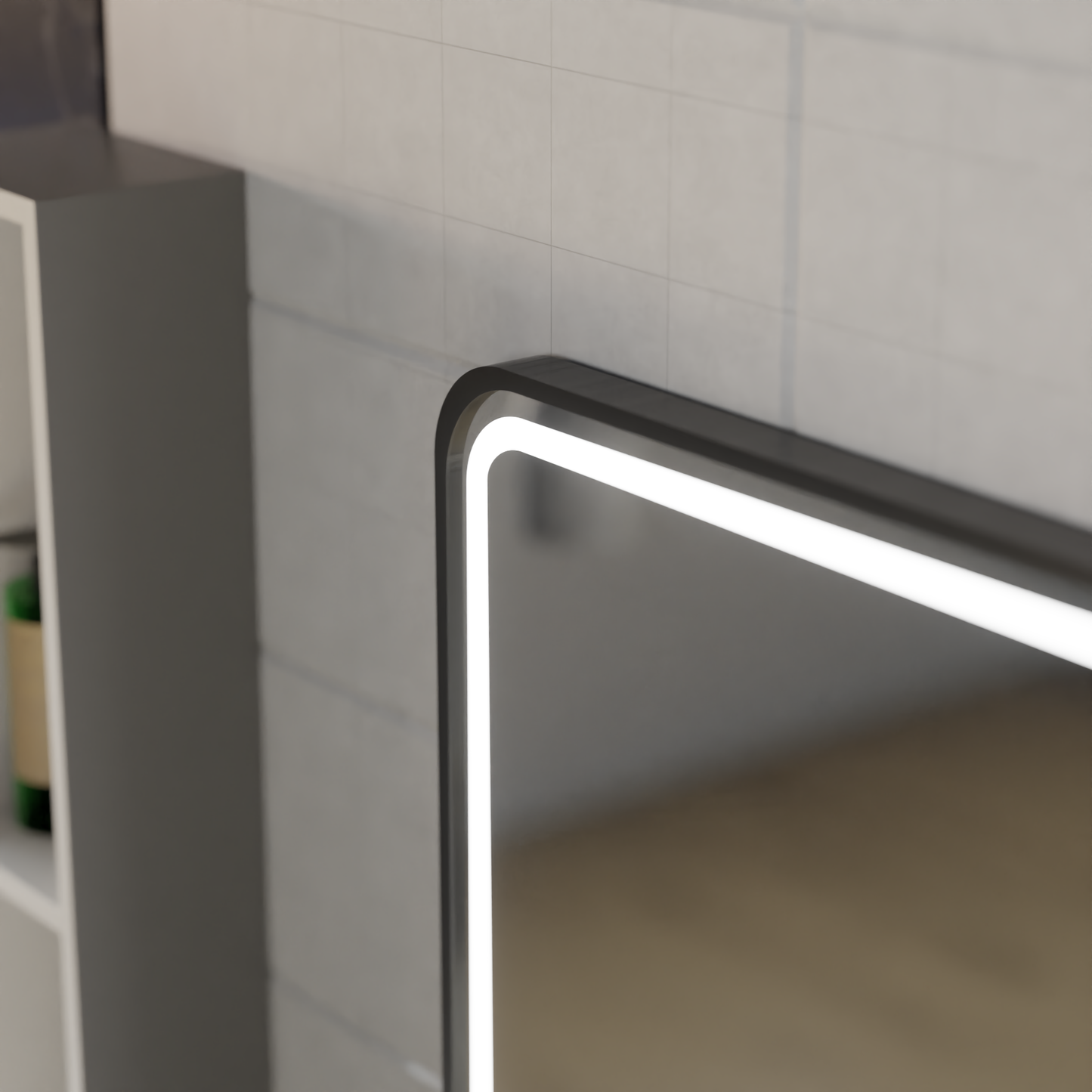 Oglinda LED Touch Ulrich Sistem Dezaburire, Ceas si Temperatura 60x80 cm Rama Negru Brushed Lupa Cosmetica