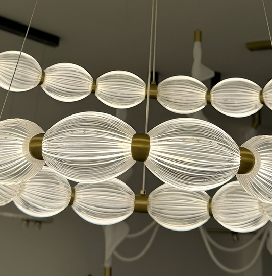 Lustra LED suspendata cu telecomanda FAUSTO, 126W, lumina Rece/Calda/Neutra, Dimabila,Inaltime Reglabila, Auriu