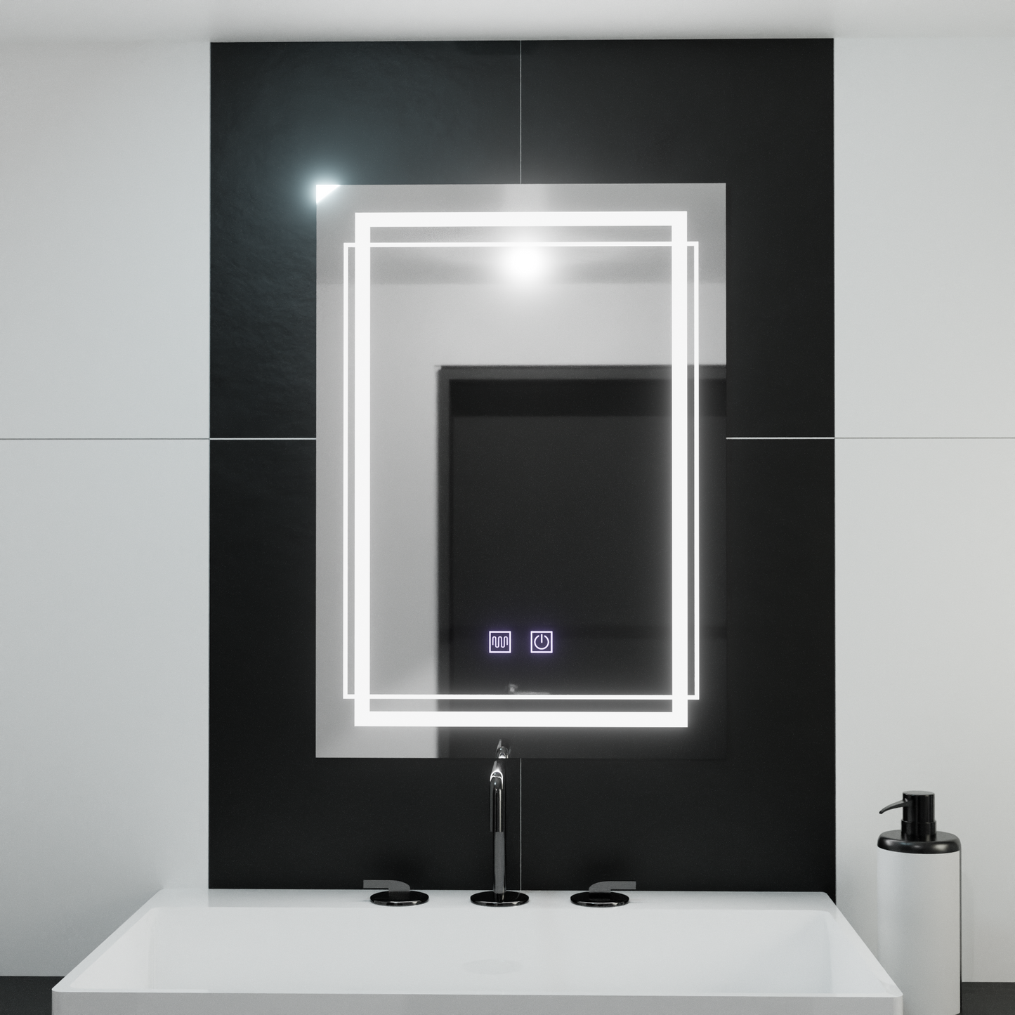 Oglinda LED Rectangulara, 50x70cm, Koven Touch, Sistem Dezaburire,Dimabila – RegalStore