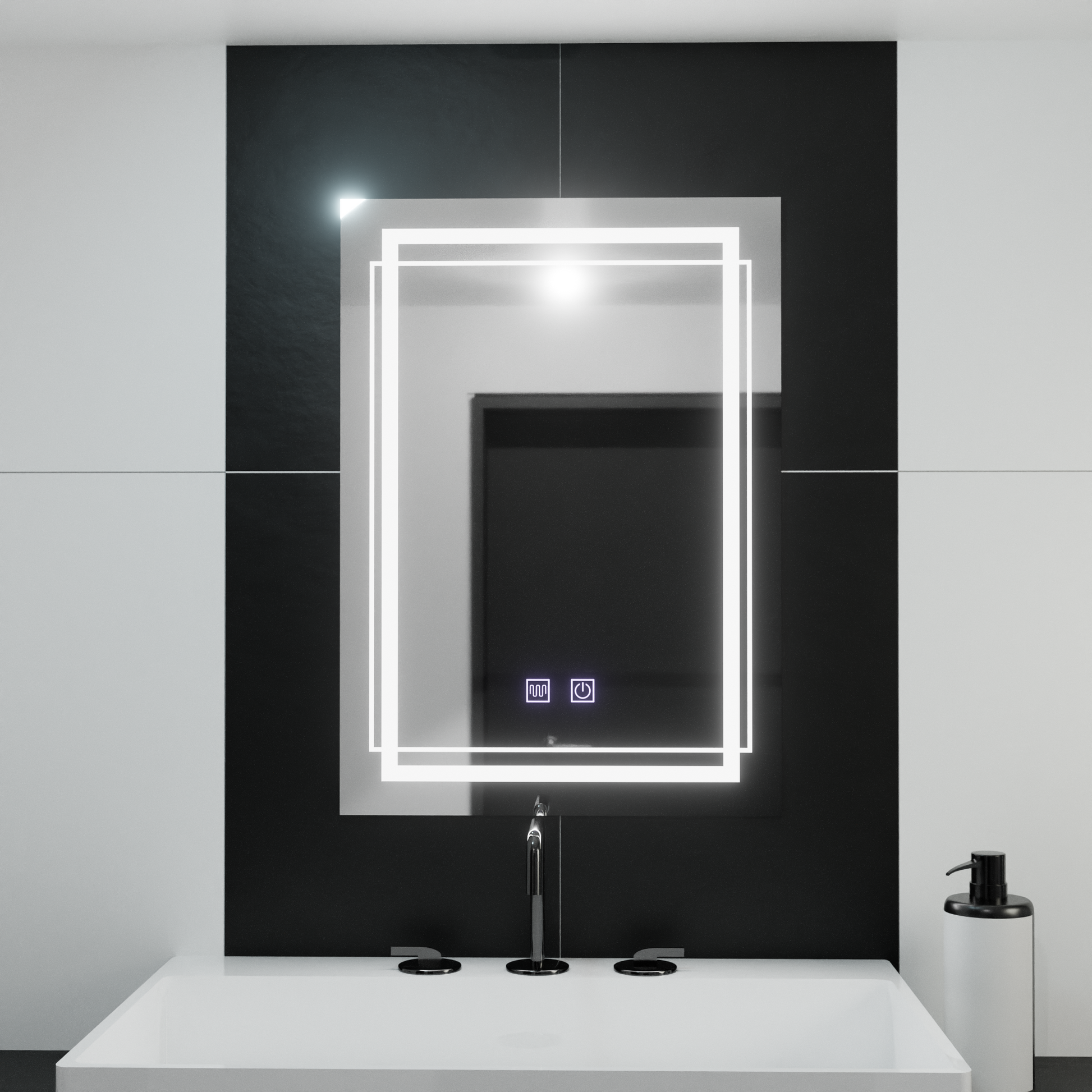 Oglinda LED Rectangulara, 50x70cm, Koven Touch, Sistem Dezaburire,Dimabila – RegalStore