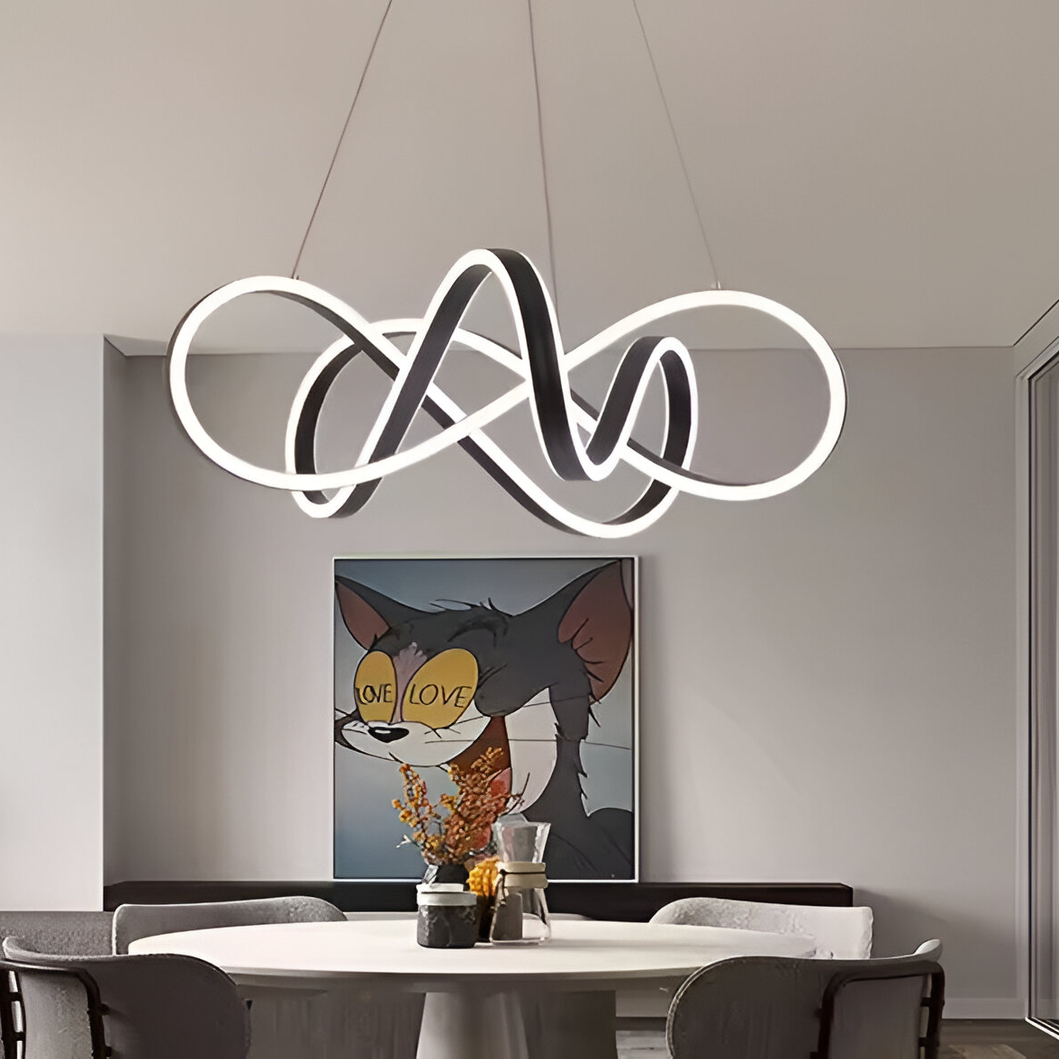 Lustra LED Suspendata cu Telecomanda INFINITY Halo, 138W, Inaltime Reglabila, Lumina Rece/Calda/Neutra, Dimabila, Negru