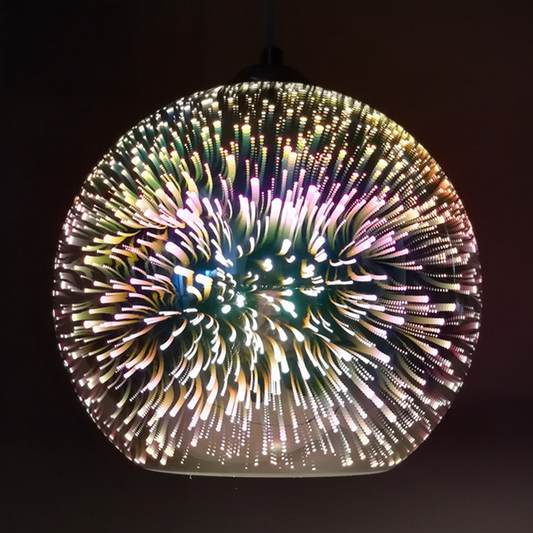 Pendul Sticla 3D, OTTICA, Ø15cm, 1xE27, Inaltime Reglabila, Sticla si Metal