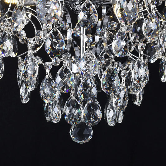 Candelabru Cristal CC9259/5CH, 5x E14, Diametru 40cm, Crom Lucios