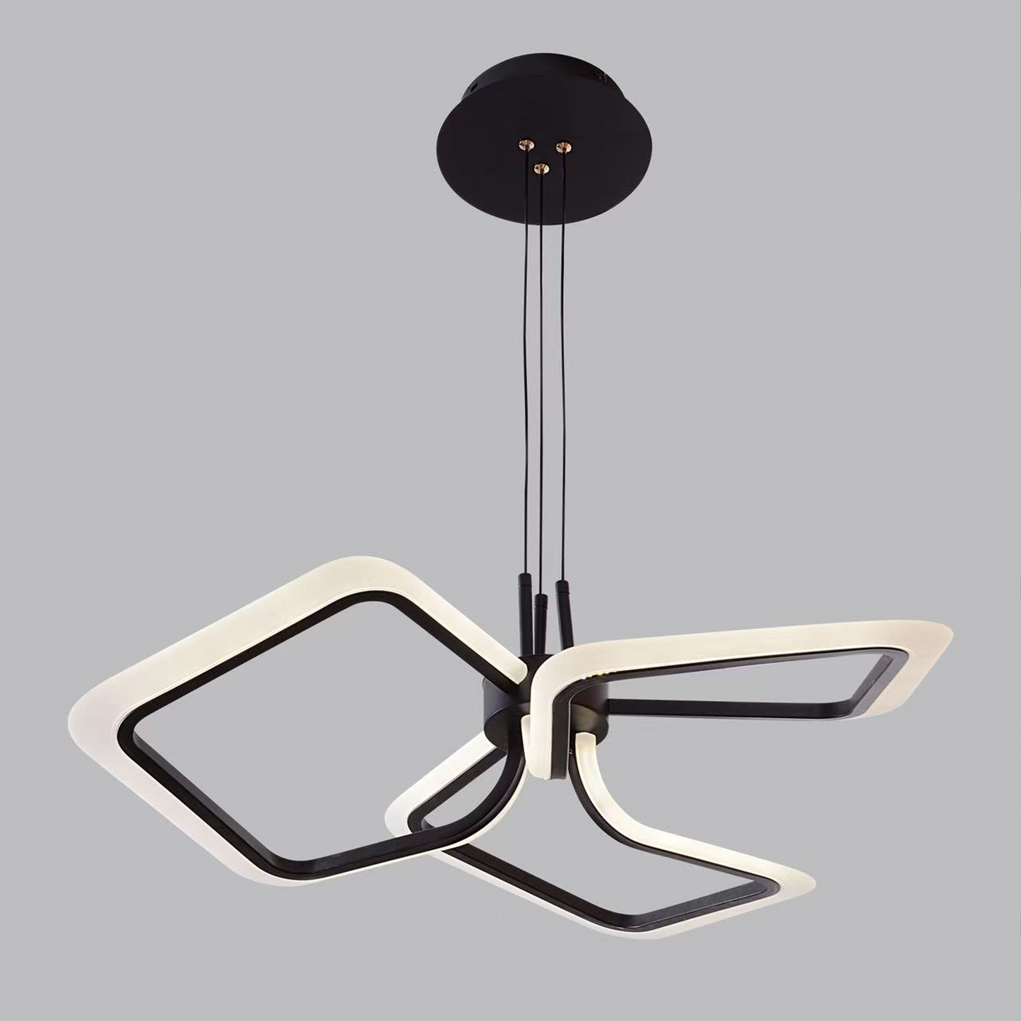 Lustra LED suspendata cu Telecomanda RIMINI 51W, 3 Patrate, lumina Rece/Calda/Neutra, Dimabila, Negru