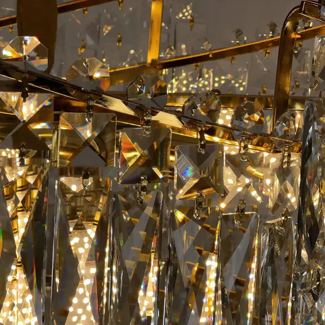 Candelabru Cristal TOPKAPI Nobile 6xE14, Diametru 40cm, Auriu Lucios, Inaltime Reglabila – culoare aurie, 40 cm – RegalS