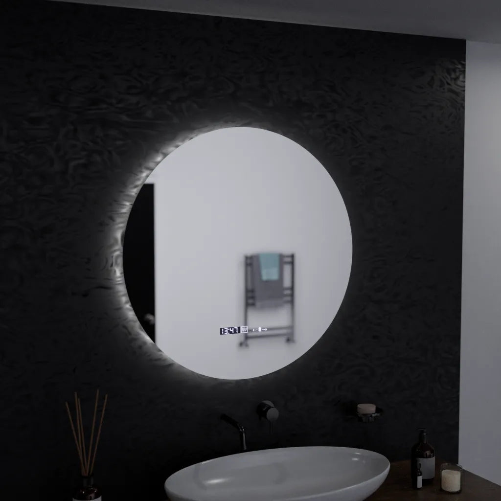 Oglinda LED Rotunda 60 Serenite MotionGlow Marcello, Sistem Dezaburire, Termometru siCeas, Dimabila