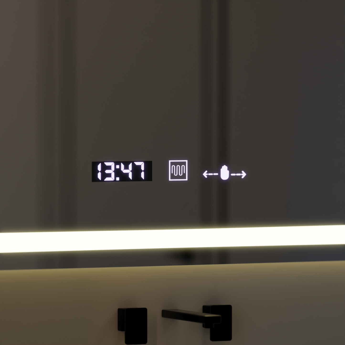 Oglinda LED Rectangulara 120x80cm Verite MotionGlow Marcello, Sistem Dezaburire, Termometru si Ceas, Dimabila