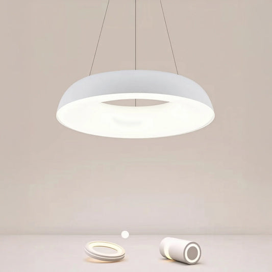 Lustra LED suspendata cu Telecomanda CHIARA, 37W, Lumina Rece/Calda/Neutra, Dimabila, Alb