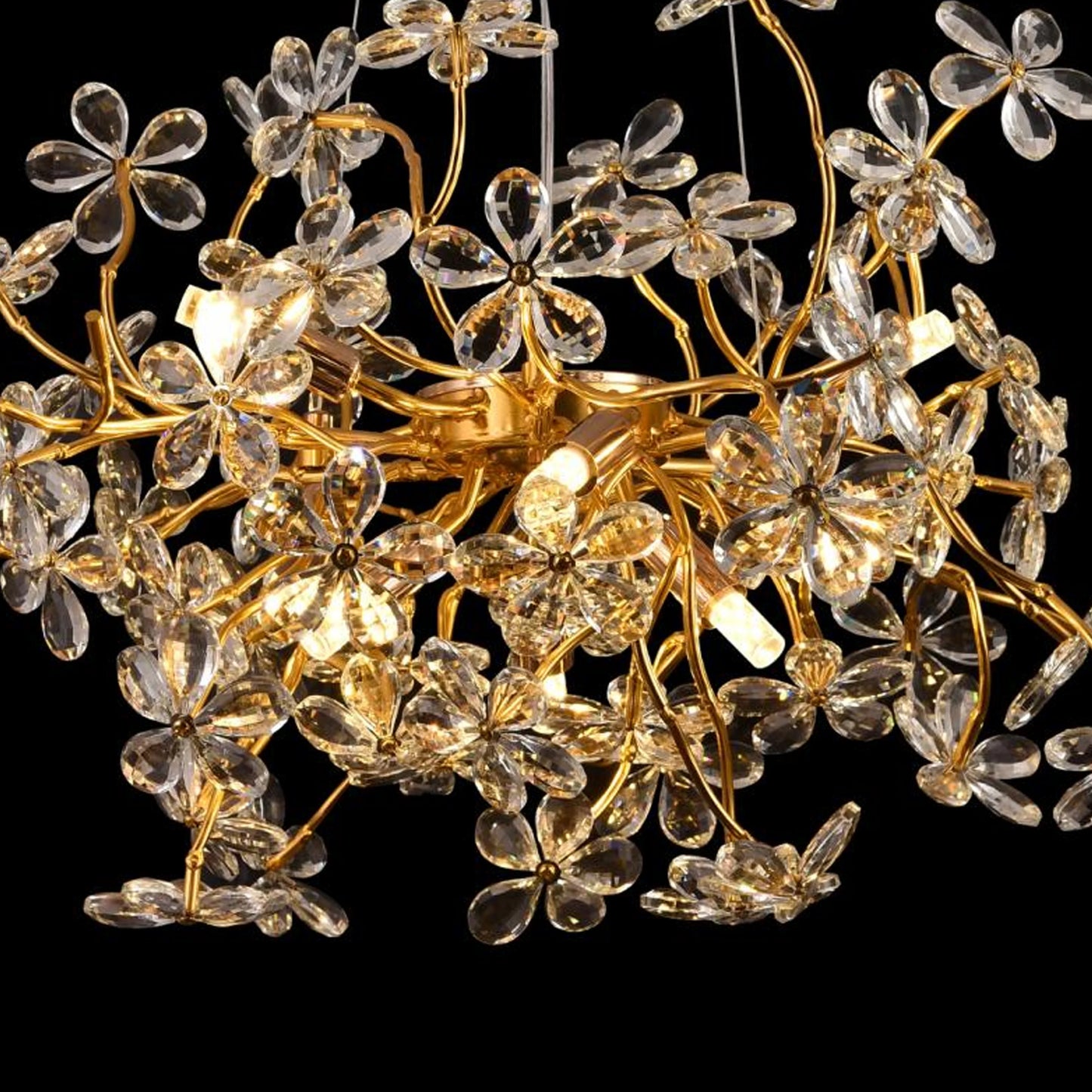 Candelabru Cristal CM325/800GD, 12xG9, Crom si Cristale , D75cm, Inaltime Reglabila