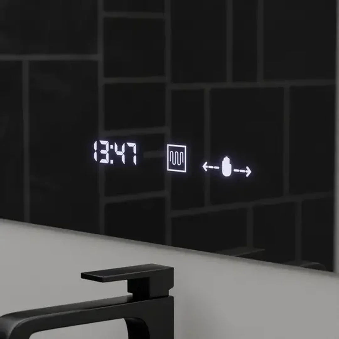 Oglinda LED Rectangulara, 100x75cm, ABSOLU MotionGlow Marcello, Sistem Dezaburire, Ceas & Termometru, Lupa Cosmetica, Dimabila