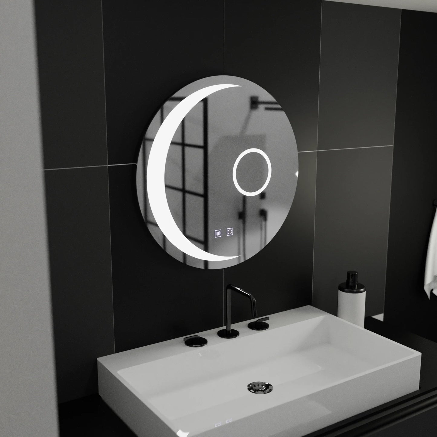 Oglinda LED Rotunda, 80cm, Orbis Touch, Sistem Dezaburire, Dimabila, E31S/80X80