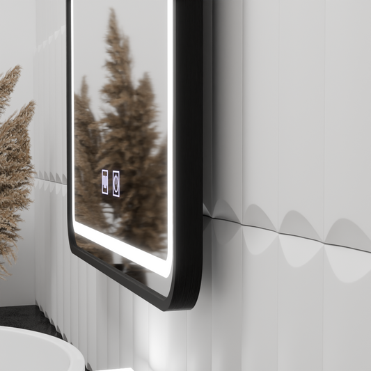 Oglinda LED Rectangulara 60x80cm Taglio Touch Sistem Dezaburire, Rama Neagra