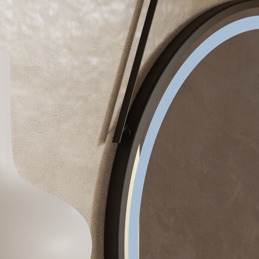 Oglinda LED Rotunda 60cm Rama Neagra, Suspendata Basic Touch