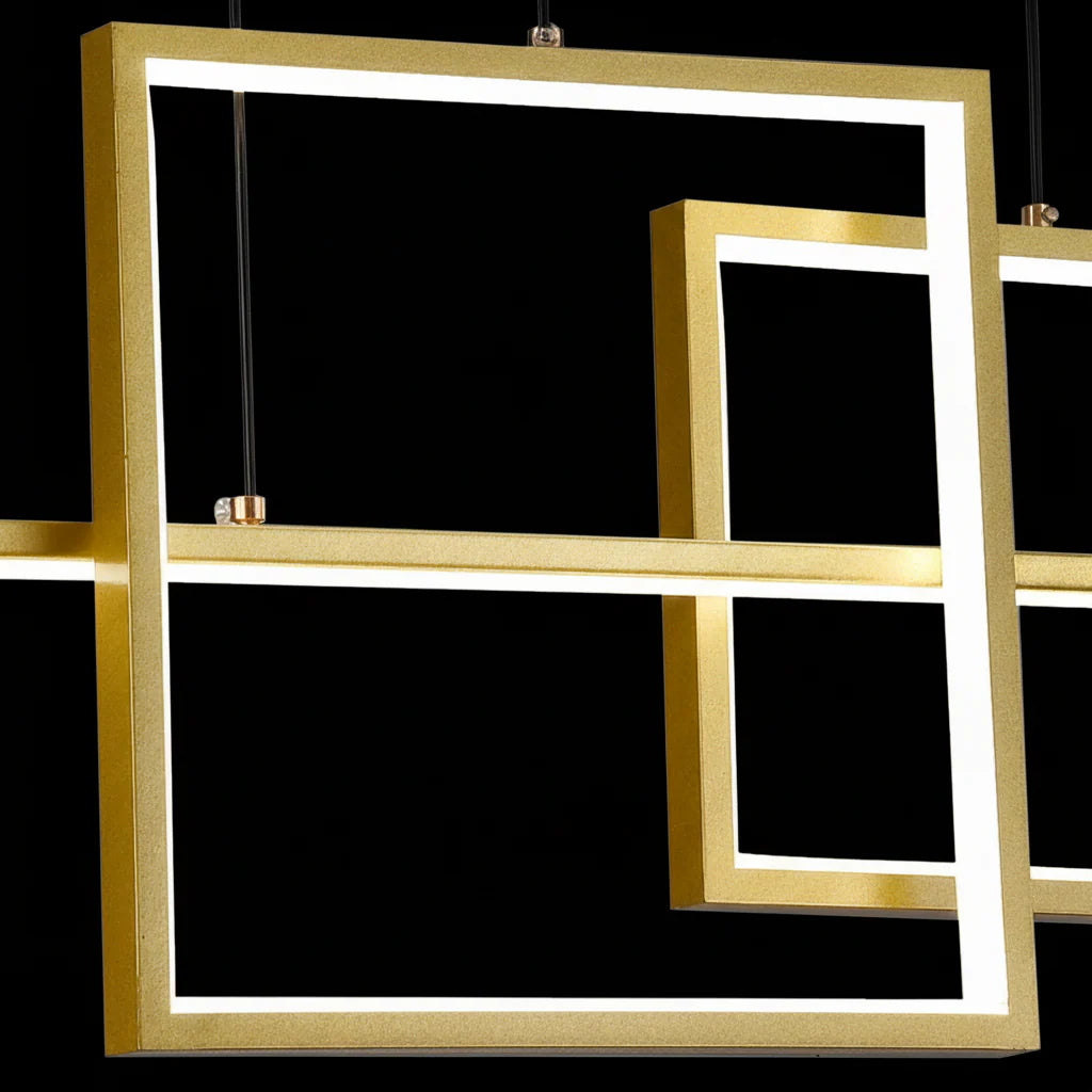 Lustra LED suspendata cu telecomanda DENISSE 64W, lumina Rece/Calda/Neutra, Dimabila, Auriu, Inaltime Reglabila